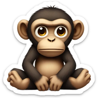 a sad monkey wth crossed arms around belly sticker