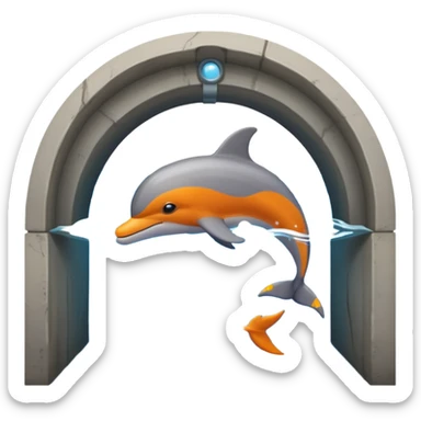 Dolphin swimming through underground tunnel sticker