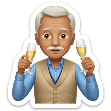 Old man in vest, drinking champagne sticker