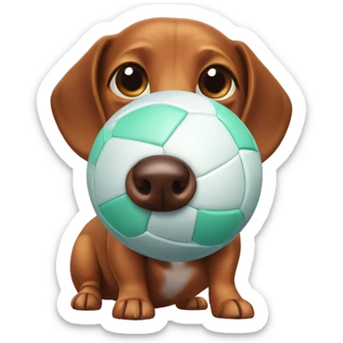 Weiner dog with a ball in mouth sticker