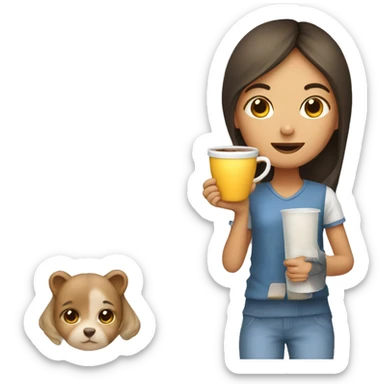 Girl with a cup and sey pisajama sticker