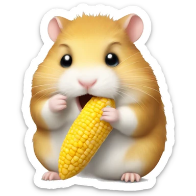 Hamster eat a corn sticker