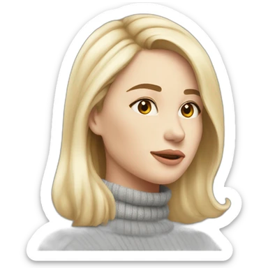 pale skin beatifull woman turtleneck from side sticker