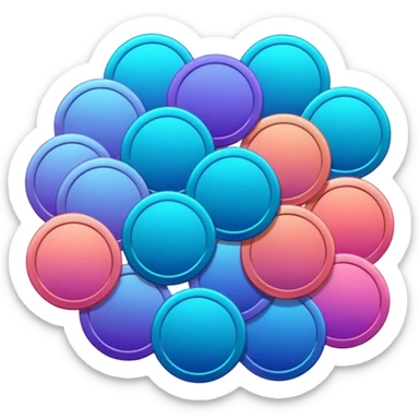 Many Coins pack
in gradient of turquoise, blue, pink, purple, and coral
 sticker