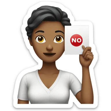 woman holding a sign saying NO  sticker
