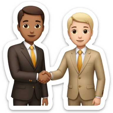 2 business people ahnd shaking close to the camera with moeny coming out of the handshake sticker