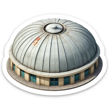 USSR military airplane rounded roof hangar isometry view sticker