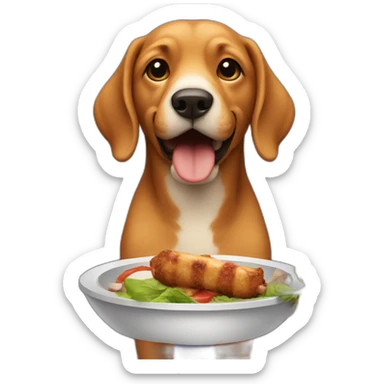 a dog eating a kebab sticker