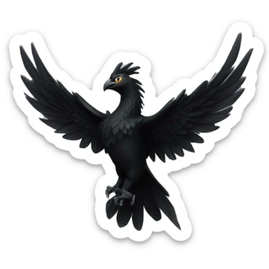 A majestic black phoenix, its wings spread wide sticker