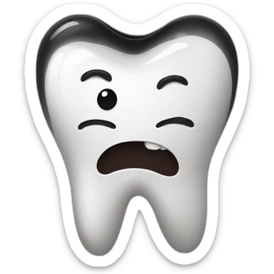 Sad tooth with huge black Caries sticker