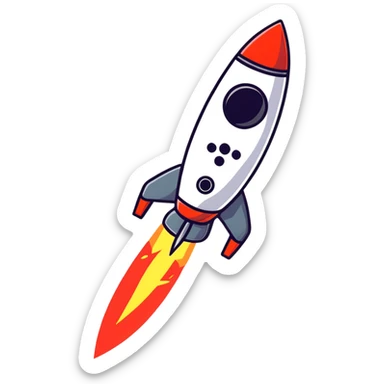 rocket with ninja stars sticker