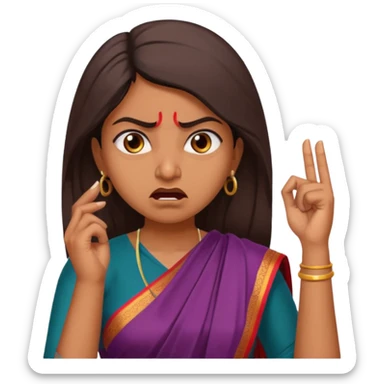 generate an indian female teacher calling. looking mad. Dressed in a saree sticker