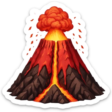 Create a volcano with its eyes tightly shut red face sticker