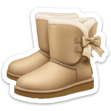 beige Uggs with bow sticker