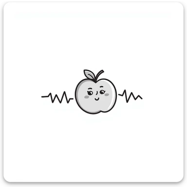 hand-drawn peach emoji with heartbeat monitor line sticker