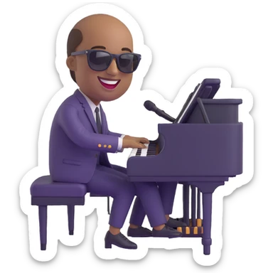 Stevie Wonder emoji, playing piano, sunglasses, big smile sticker