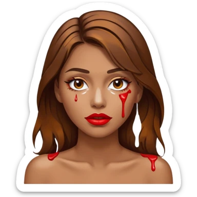 Brown Hair, Woman, white paint drip, face, hot, Sexy, lips sticker