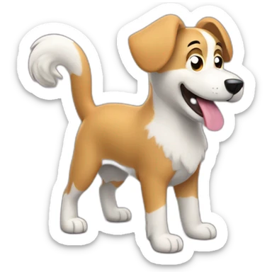the dog's tail in 3D-style sticker