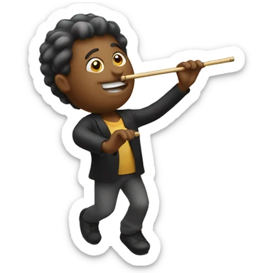 Man with flute twirling on pole sticker