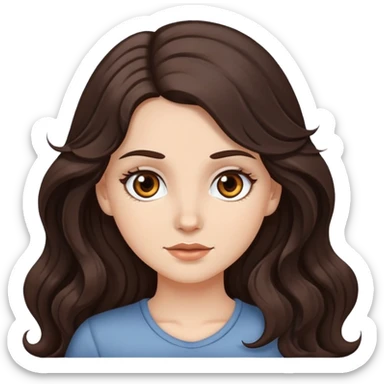 Chica blanca con ojos color café y el pelo largo,moreno y ondulado  sticker