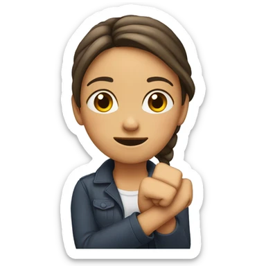 Girl exited and folded her hands into fists sticker