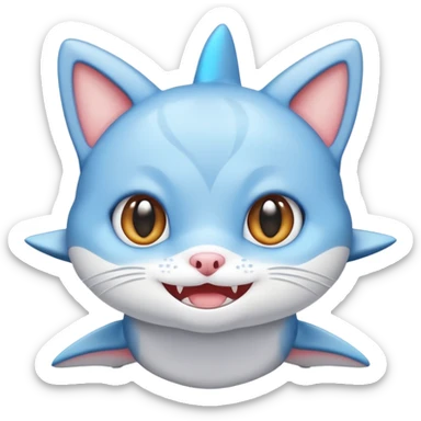 shark cat mofusand sticker