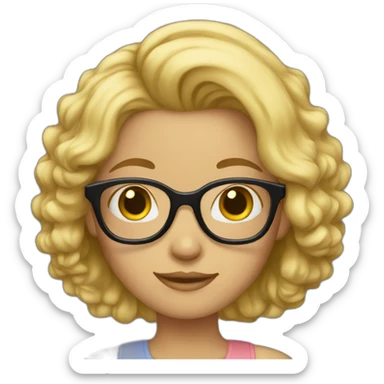 girl with glasses and hair blond sticker