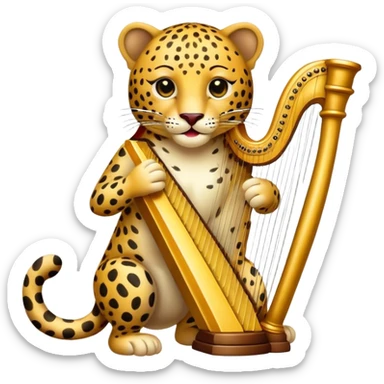Leopard playing the harp sticker