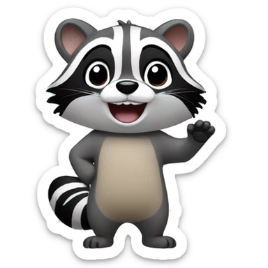 create me a cute raccoon emot waving sticker