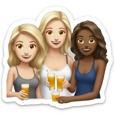 3 white girls at happy hour sticker