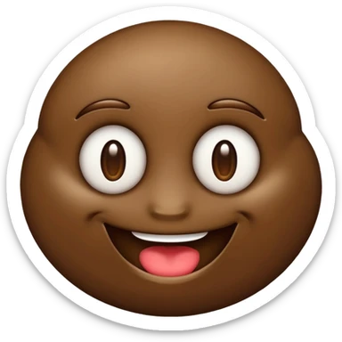 brown mud smile emoji with a big smile, shiny, no background, iPhone Apple emoji style sticker