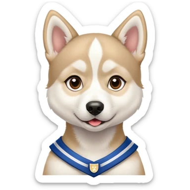 Cute puppy university husky with uniform sticker