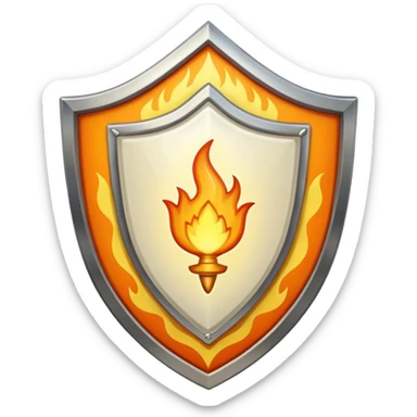 White gold shield with flame sticker