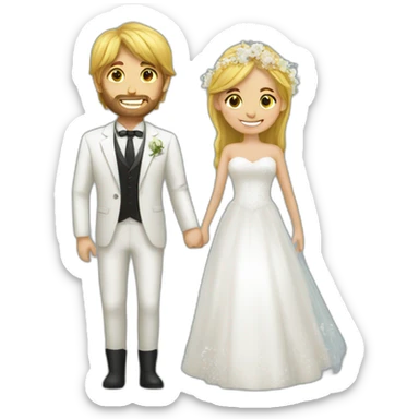 a grom and bride sticker