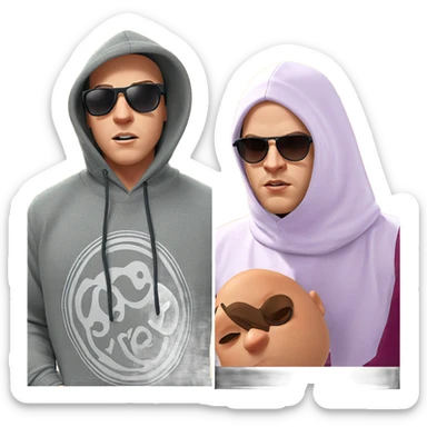 hooded boys with sunglasses sticker