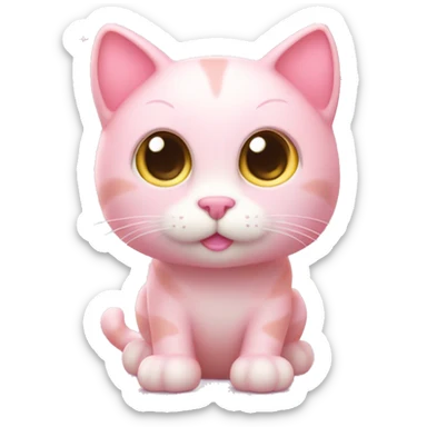 Cat "A pastel pink cat with glossy fur, big sparkling eyes, a glowing tail tip, and tiny heart-shaped sparkles floating around its body." sticker