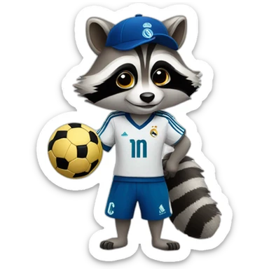 raccoon dressed in real madrid soccer gear sticker