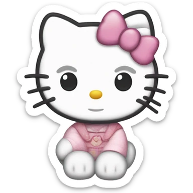 Hello kitty with 😭 sticker