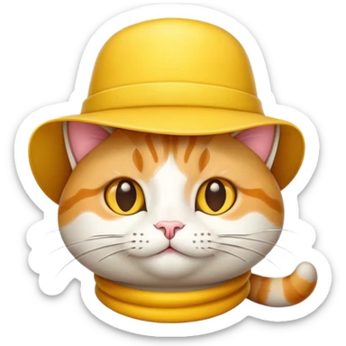cheese cat wearing a yellow hat sticker