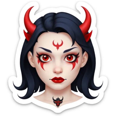 devil girl with face tattoo sticker