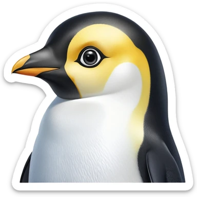 cinematic-adult-emperor-penguin-portrait-emoji,-head-tilted-playfully-and-inquisitively,-with-glossy,-pristine-plumage-accented-by-a-bright-beak-and-round,-sparkling-eyes-filled-with-curiosity,-simplified-yet-irresistibly-adorable-features, black face sticker