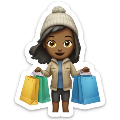 Girl with shopping bags  sticker