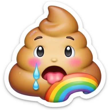 Rainbow poop emoji crying sticker