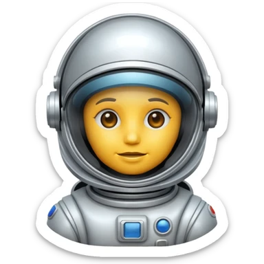 Futuristic astronaut helmet, sci-fi cartoon emoji, no background sticker