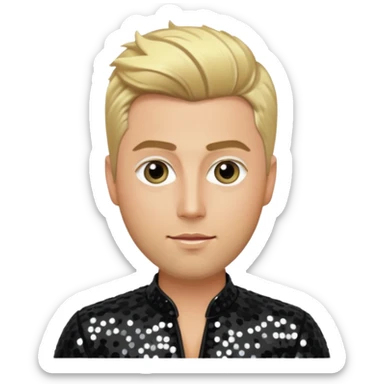 Lance Bass from 'N Sync with blonde hair, black sequin outfit, light skin sticker