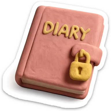 a pink diary, claymation style sticker