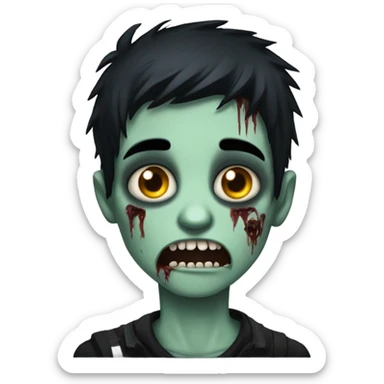 boy zombie with black hair emo creepy sticker