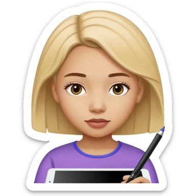 girl drawing on ipad sticker