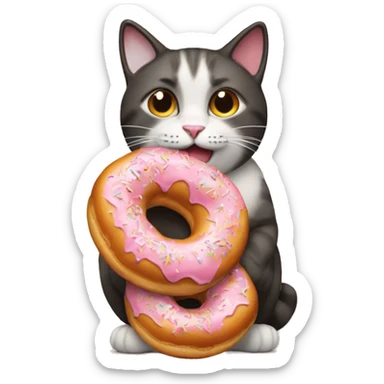 Cat with a doughnut  sticker