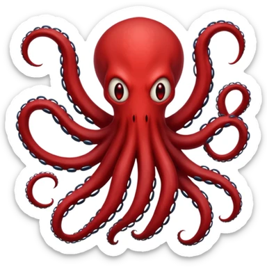 A dark shadow monster with long tentacle-like arms on a red sky background sticker